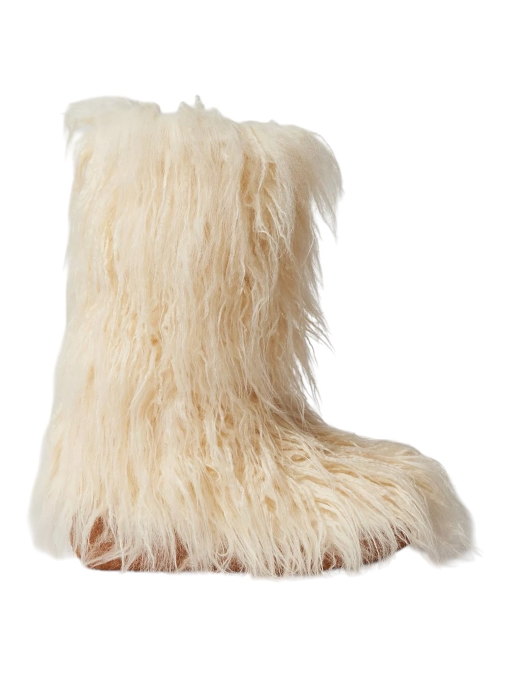 Jeffrey Campbell Fluffy Faux Fur ivory faux fur silhouette Boot SZ 8.5